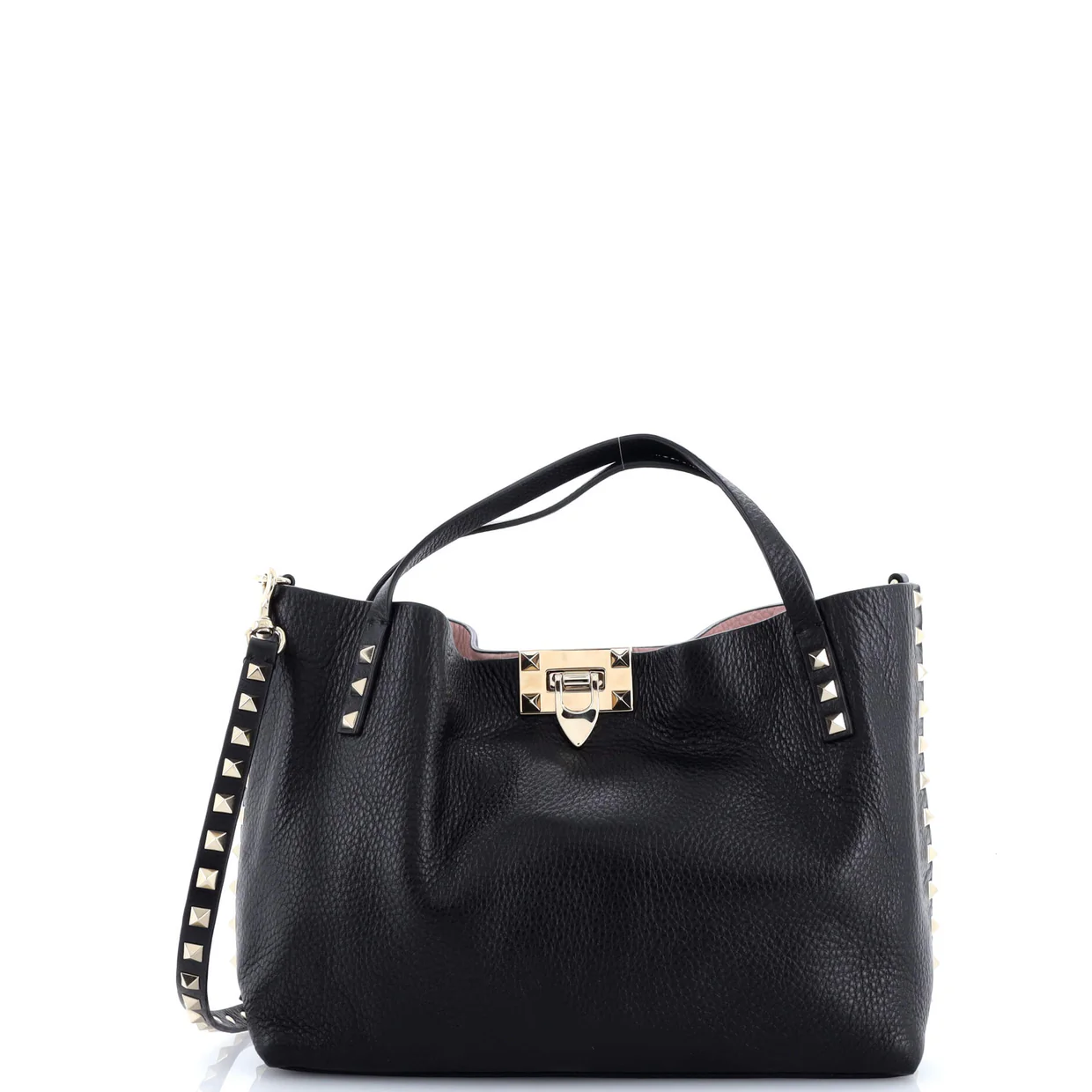 Rockstud Convertible Flip Lock Tote Leather Small - Deep Luxury