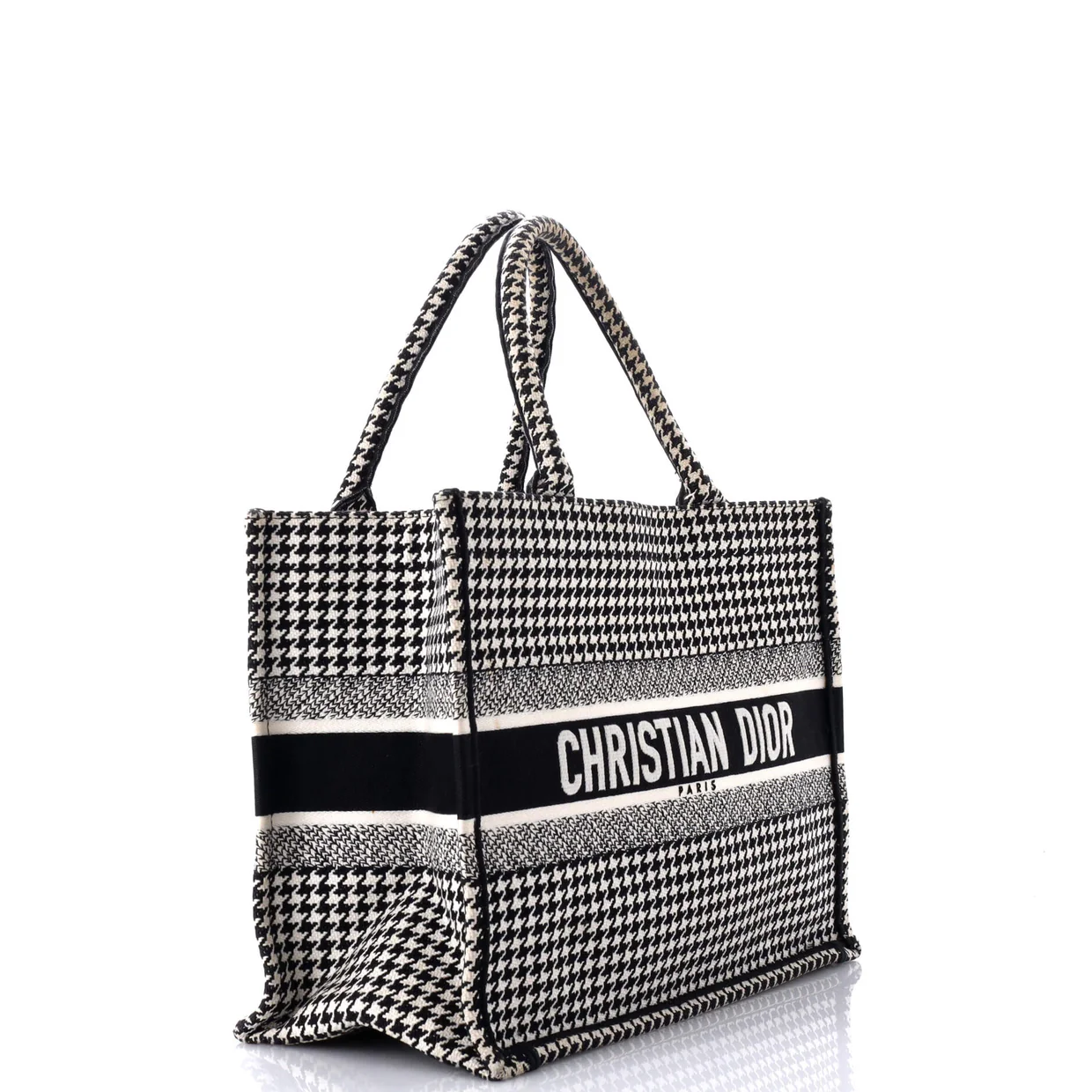 Book Tote Houndstooth Canvas Medium - Deep Luxury