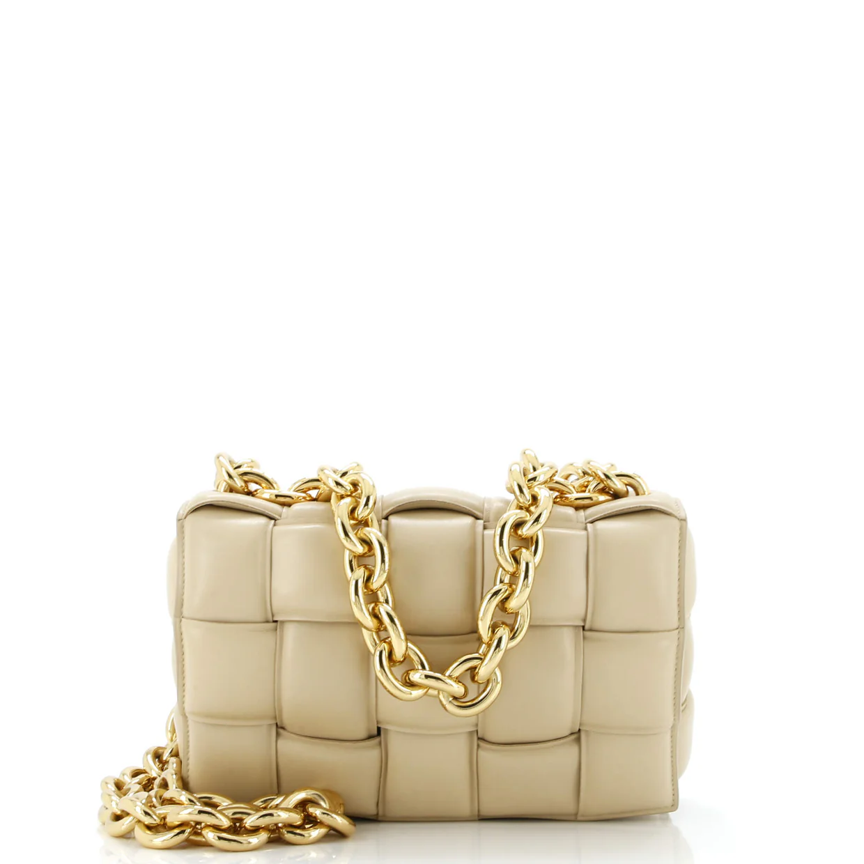 Cassette Chain Crossbody Bag Padded Maxi Intrecciato Leather - Deep Luxury
