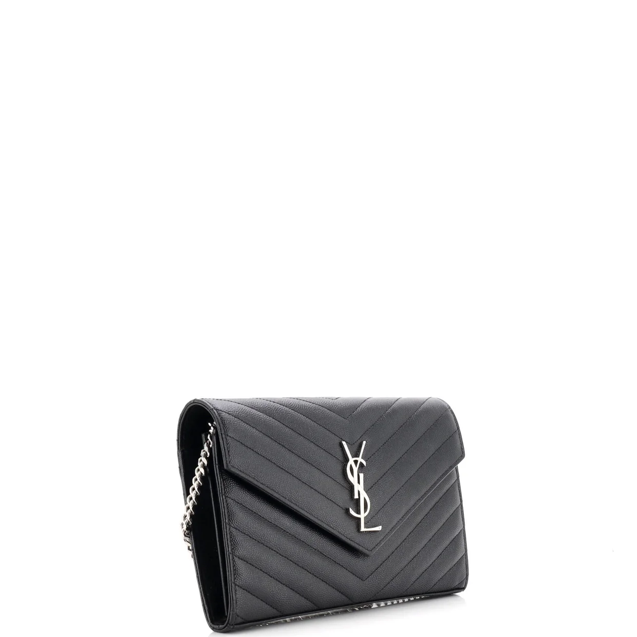 Classic Monogram Wallet on Chain Matelasse Chevron Leather Medium - Deep Luxury