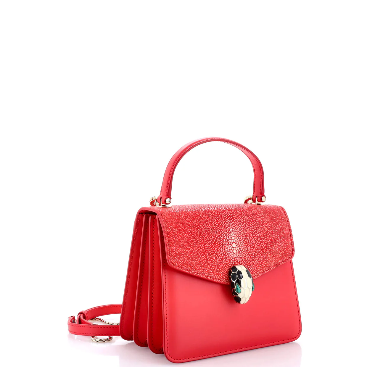 Serpenti Forever Top Handle Bag Leather and Stingray Small - Deep Luxury