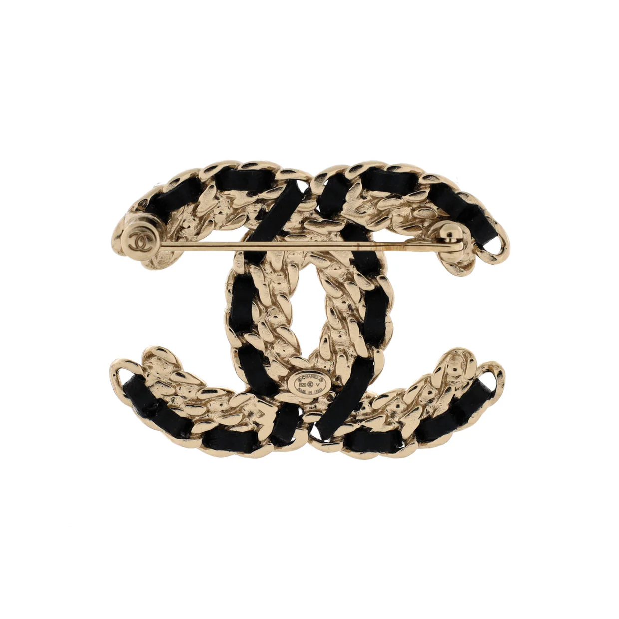 Vintage Allure Chain CC Brooch Metal with Lambskin and Crystal - Deep Luxury