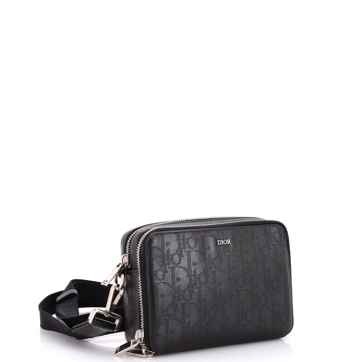 Double Zip Crossbody Pouch Oblique Galaxy Leather - Deep Luxury