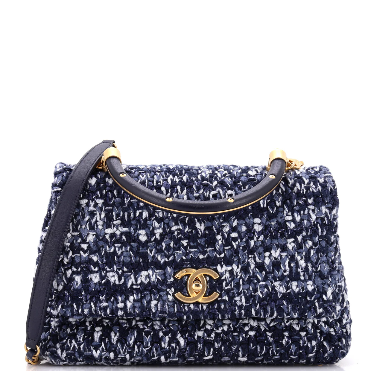 Coco Top Handle Bag Crochet with Lambskin Small - Deep Luxury
