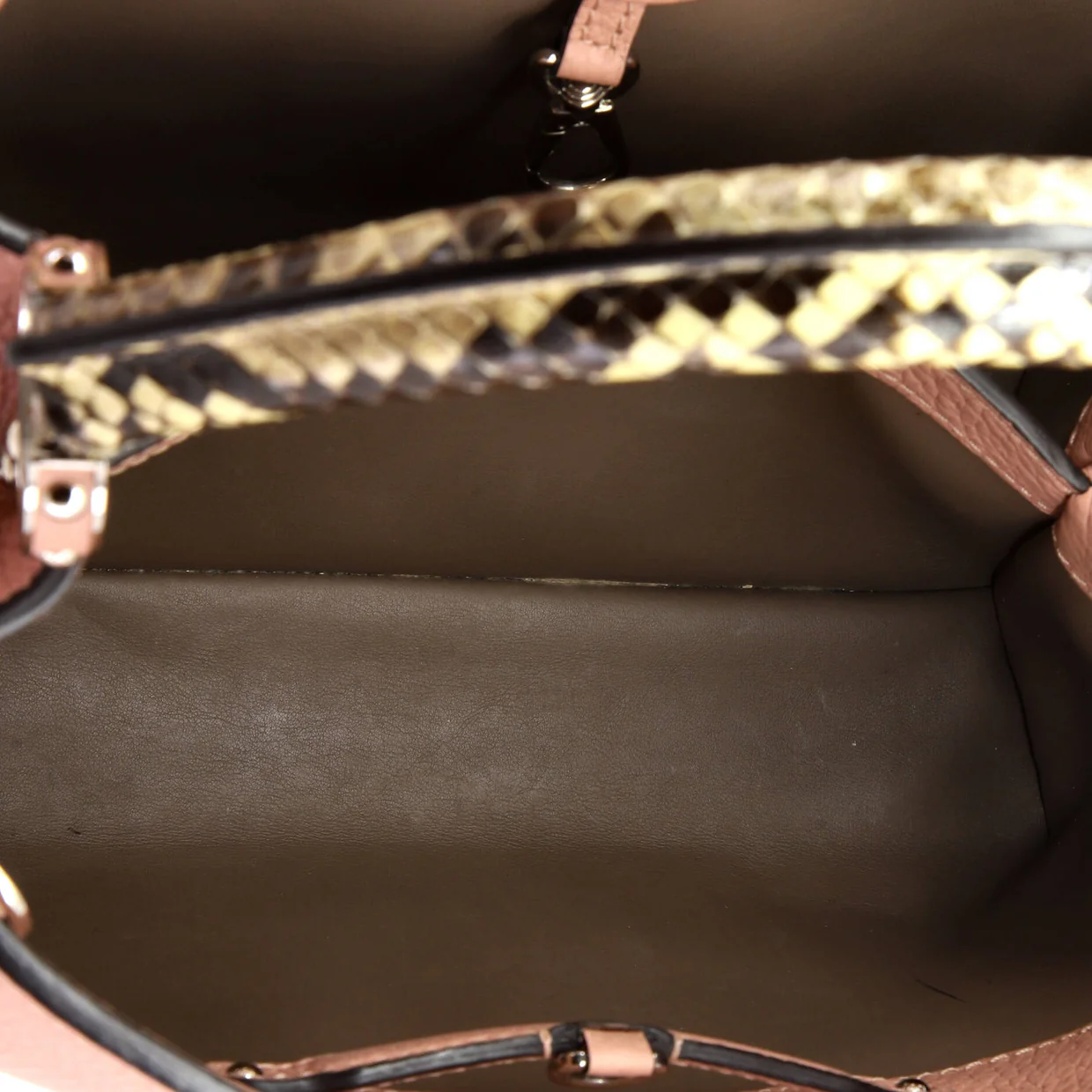 Capucines Bag Leather with Python PM - Deep Luxury