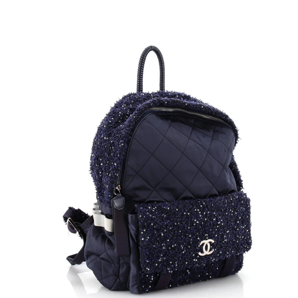 Astronaut Essentials Backpack Quilted Nylon with Tweed Medium - Deep Luxury
