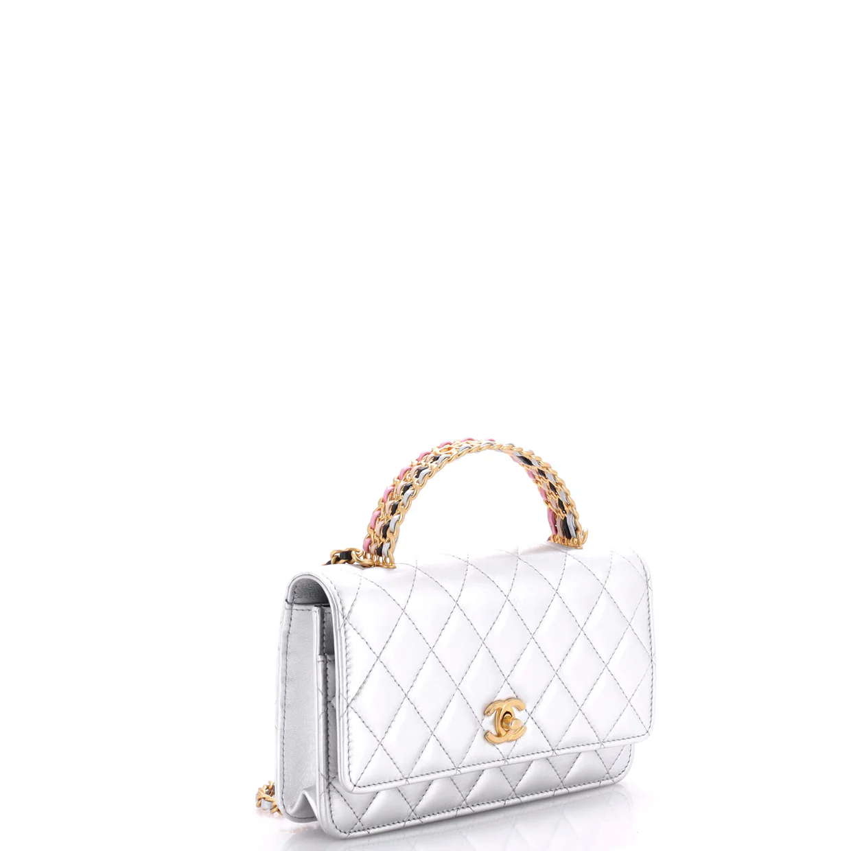 Pick Me Up Logo Handle Wallet on Chain Quilted Lambskin - Deep Luxury