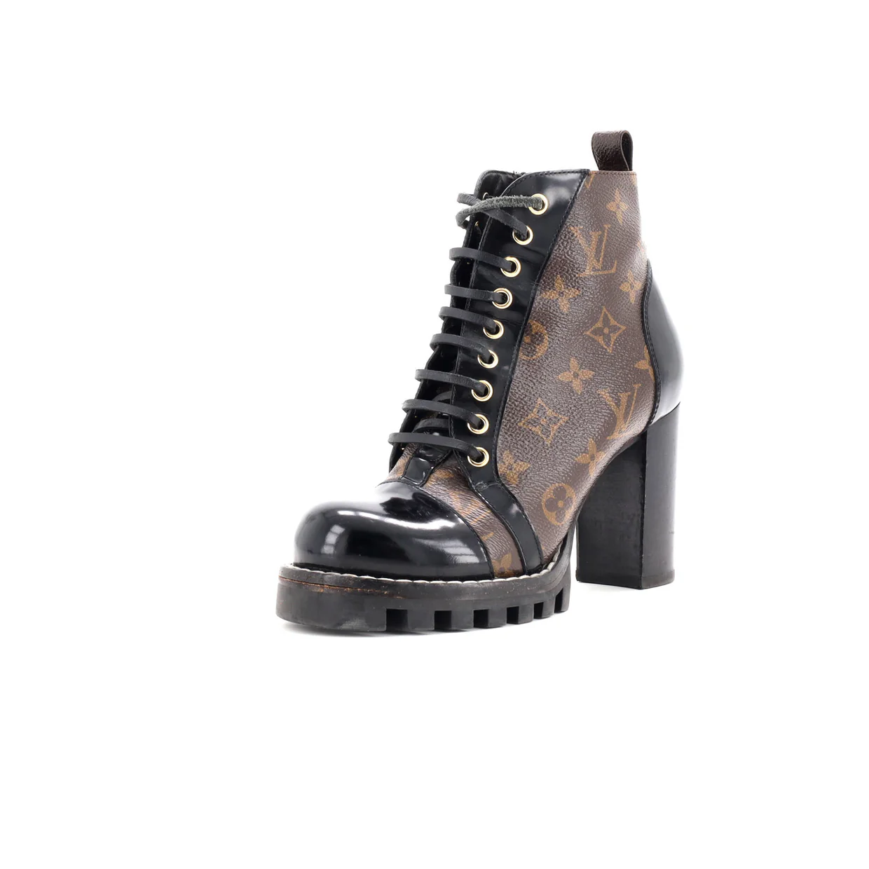 Women's Star Trail Ankle Boots Monogram Canvas with Patent - Deep Luxury