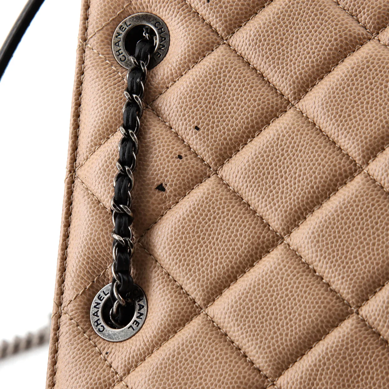 Top Handle CC Drawstring Bucket Bag Quilted Caviar Small - Deep Luxury