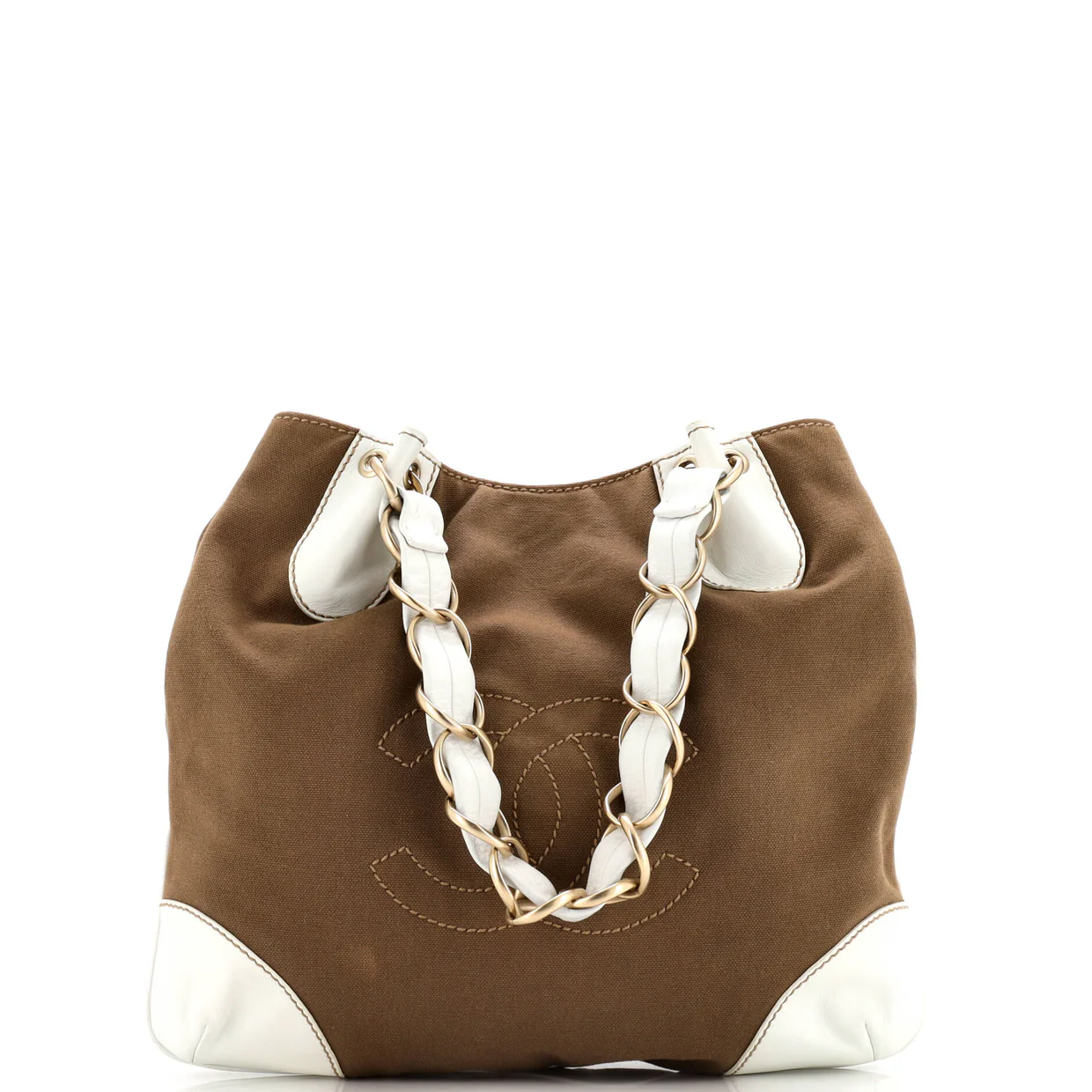 Vintage Olsen CC Chain Tote Canvas with Leather Medium - Deep Luxury