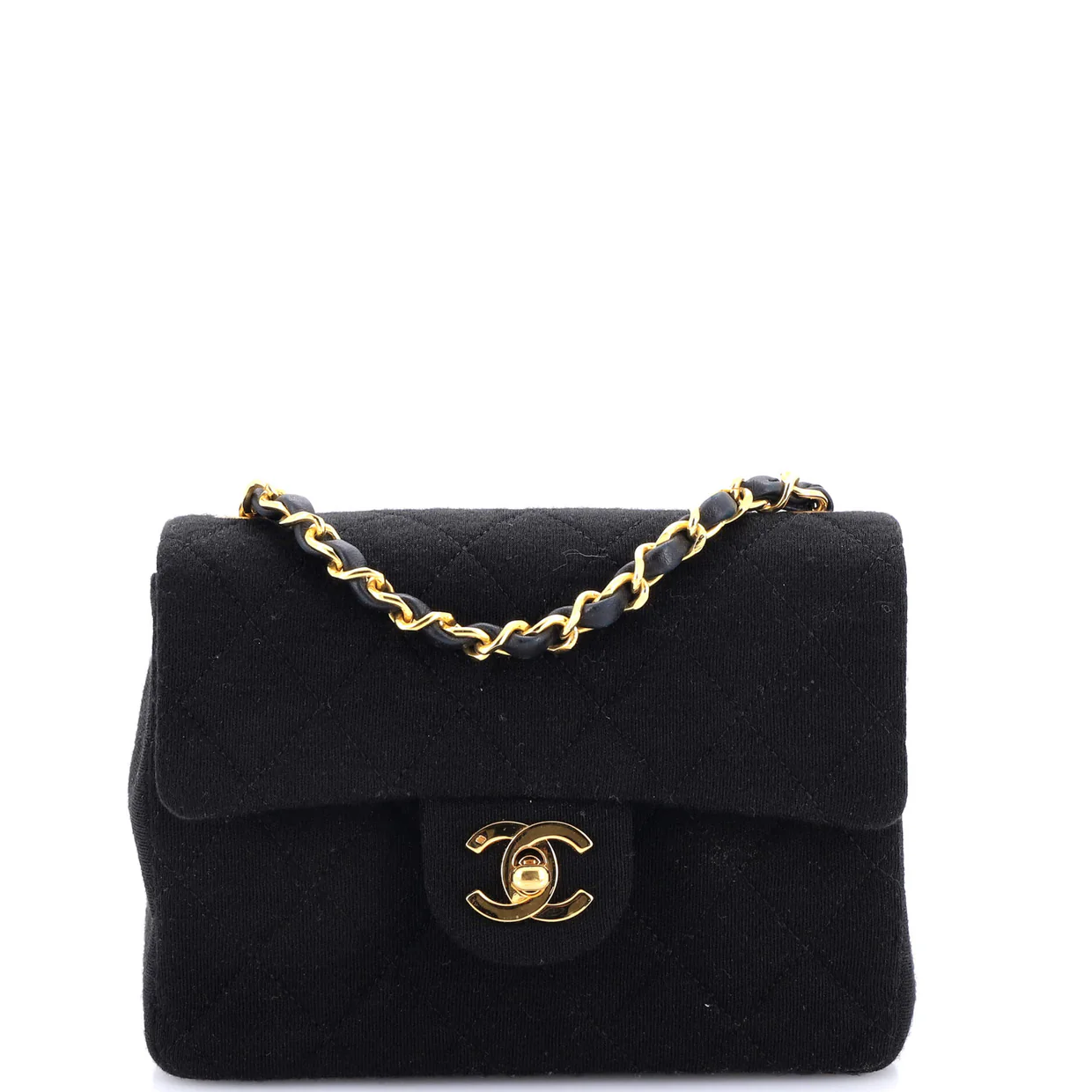 Vintage Square Classic Single Flap Bag Quilted Jersey Mini - Deep Luxury