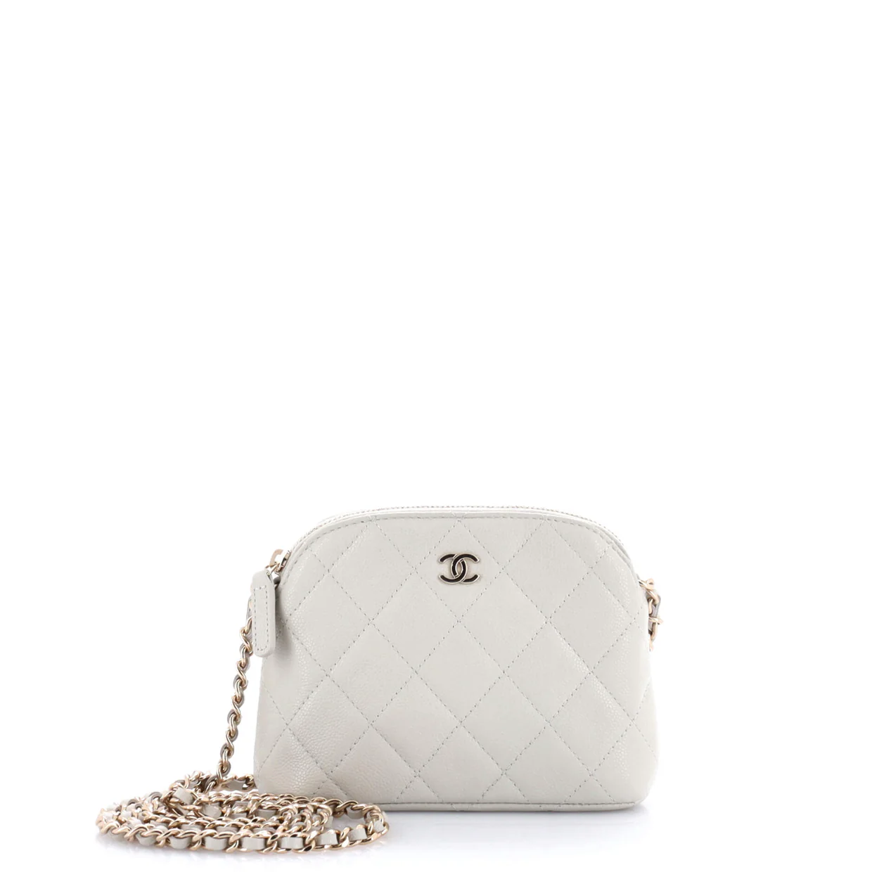CC Dome Zip Clutch with Chain Quilted Caviar Mini - Deep Luxury