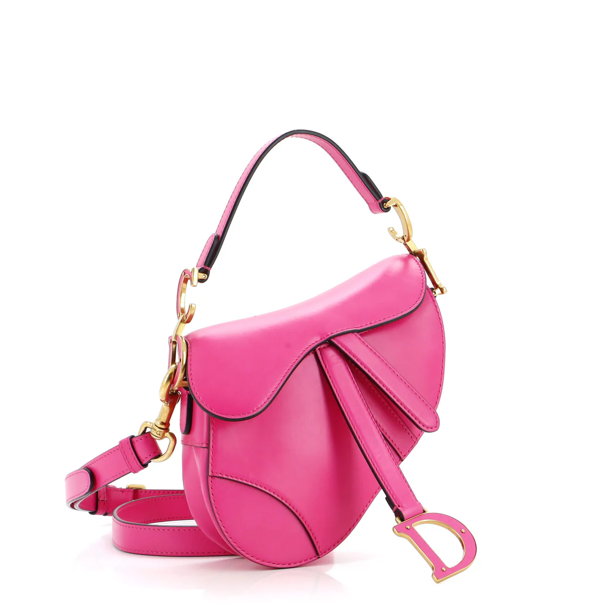 Saddle Handbag with Strap Leather Mini - Deep Luxury