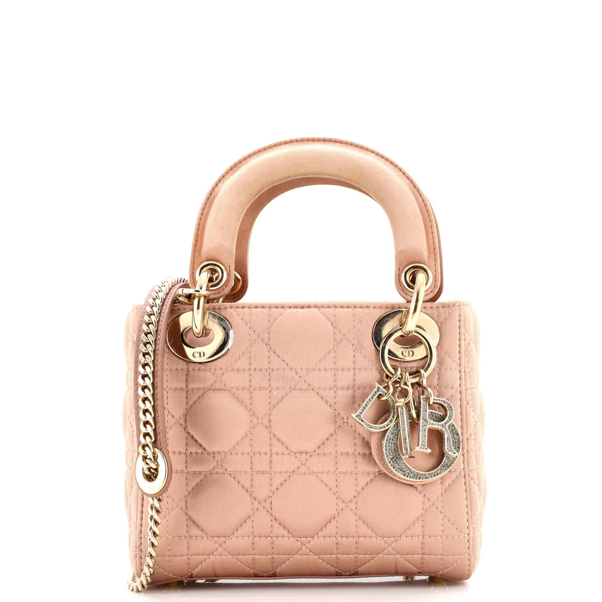 Lady Dior Bag Cannage Quilt Satin with Crystal Charms Mini - Deep Luxury