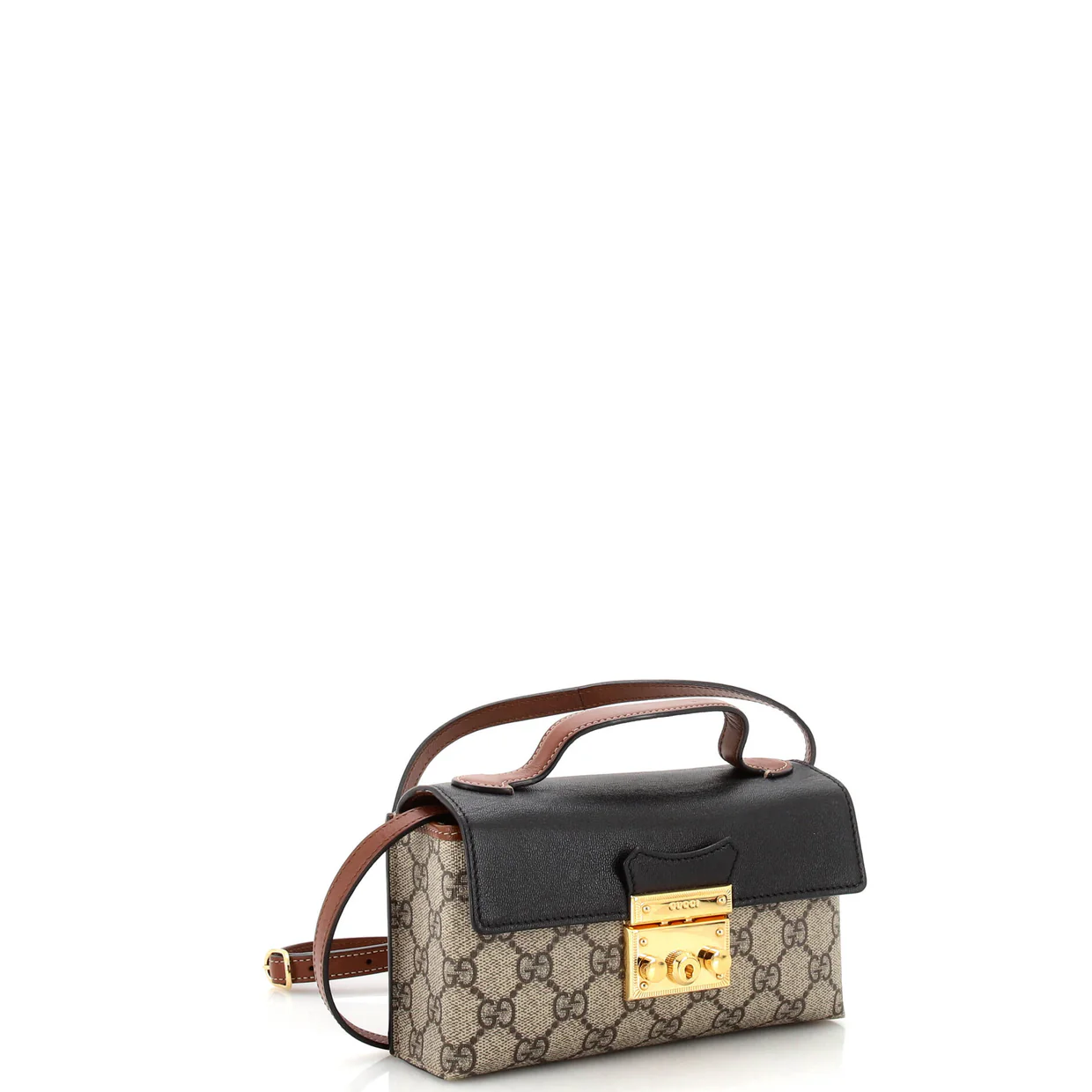 Padlock Top Handle Bag GG Coated Canvas and Leather Mini - Deep Luxury