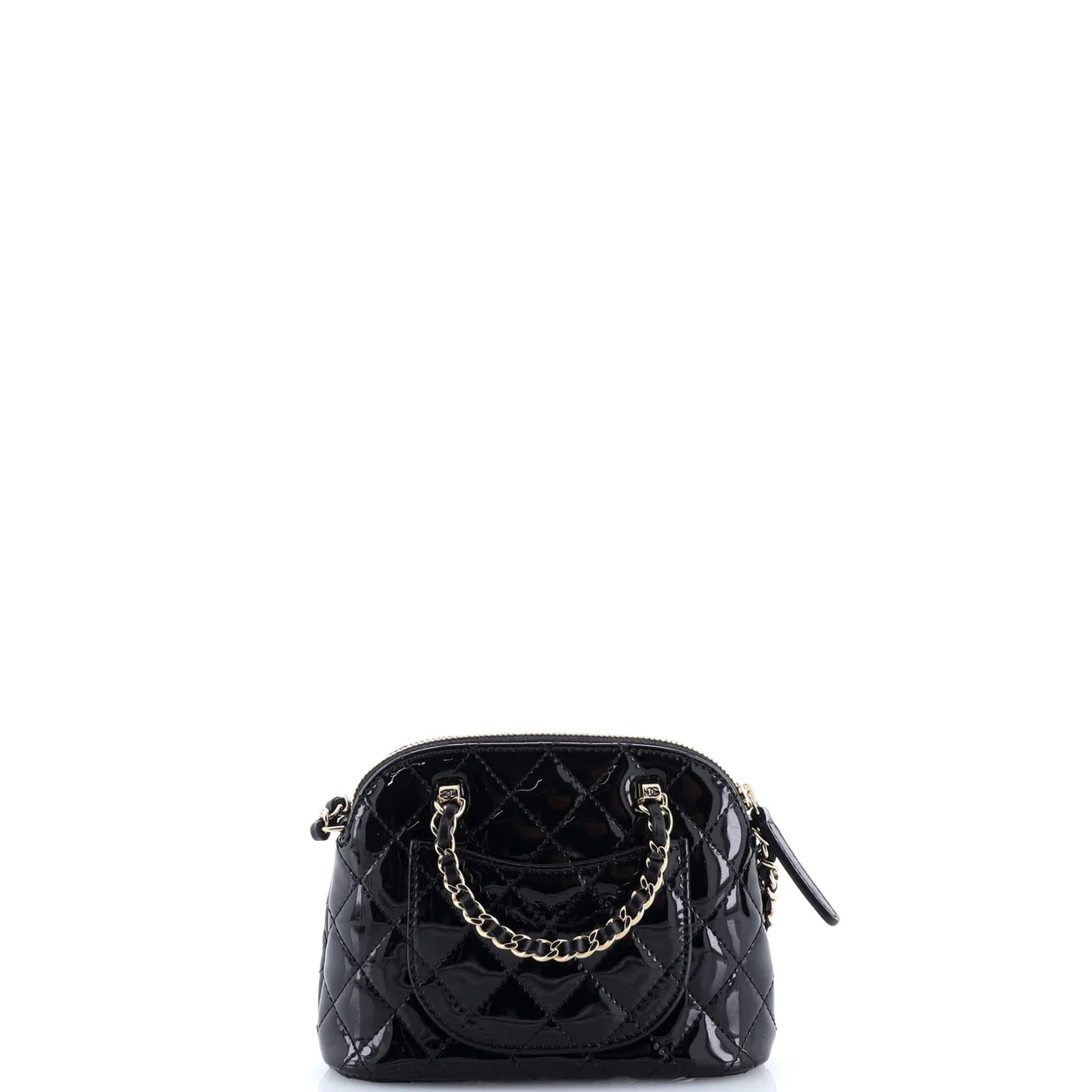 CC Dome Zip Crossbody Bag Quilted Patent Mini - Deep Luxury