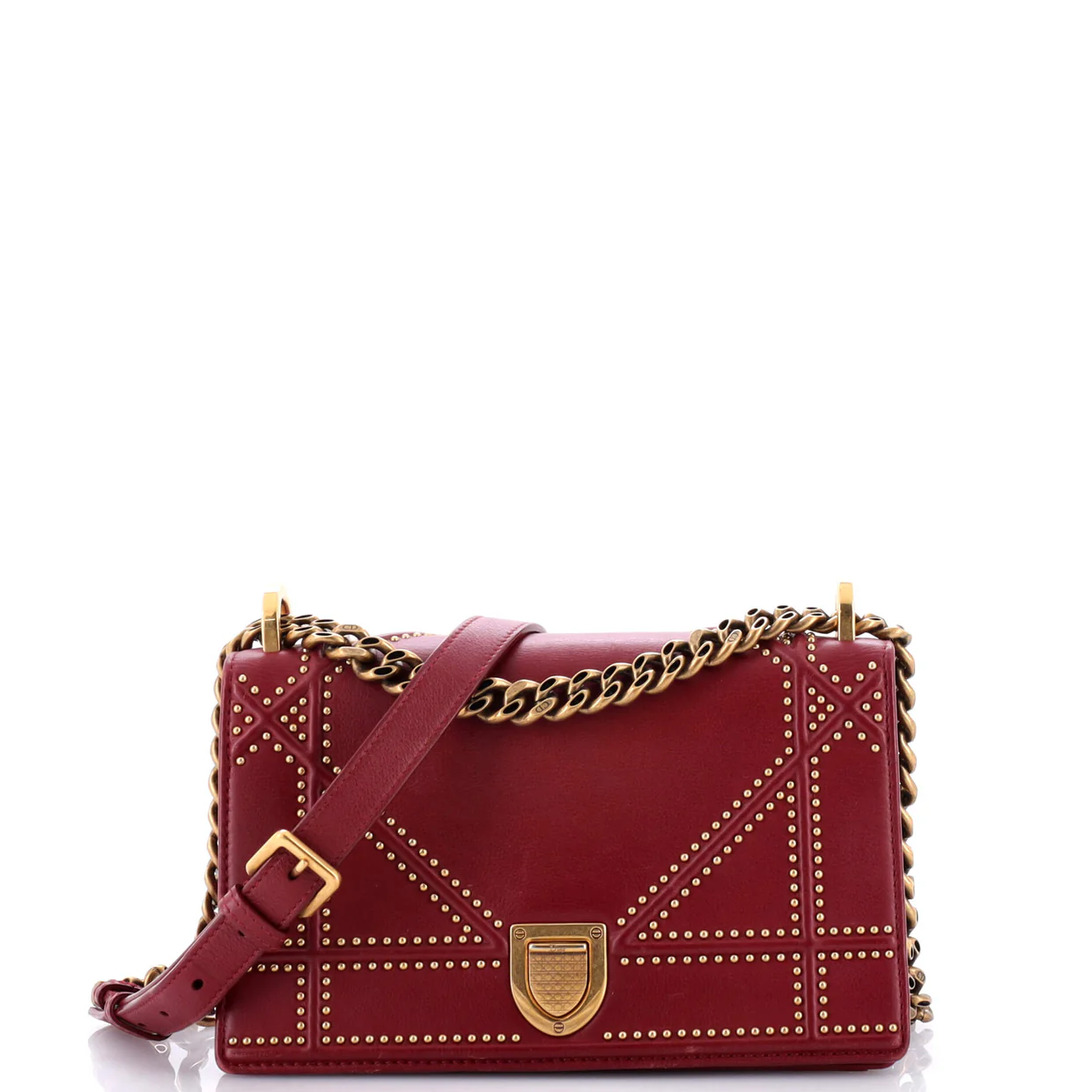 Diorama Flap Bag Studded Leather Small - Deep Luxury