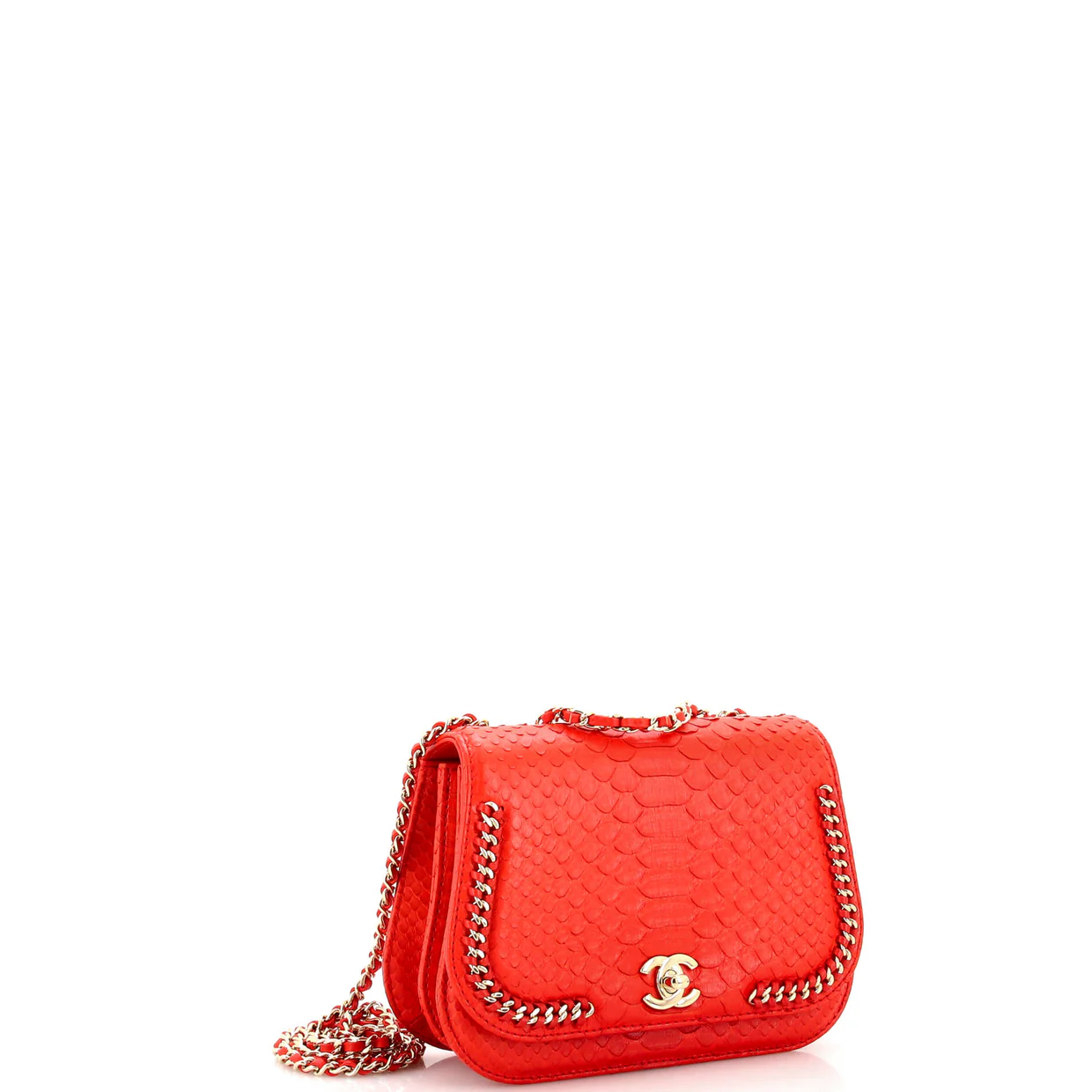 Braided Chic Flap Bag Python Small - Deep Luxury