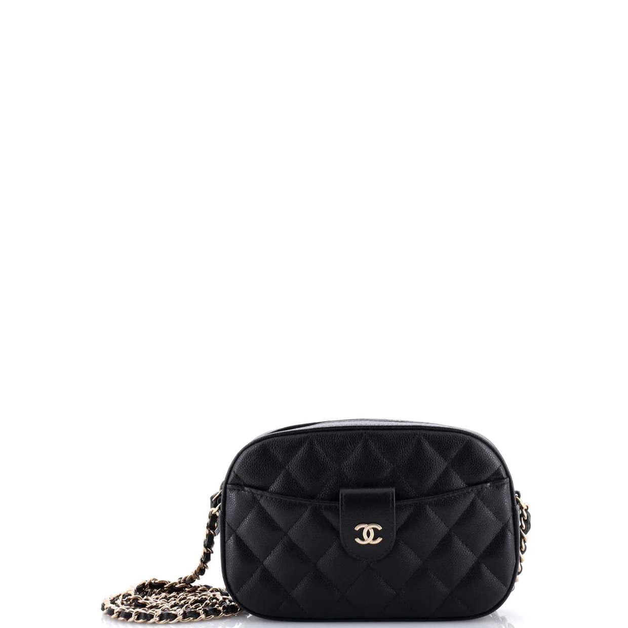 Slip Pocket Camera Case Bag Quilted Caviar Mini - Deep Luxury