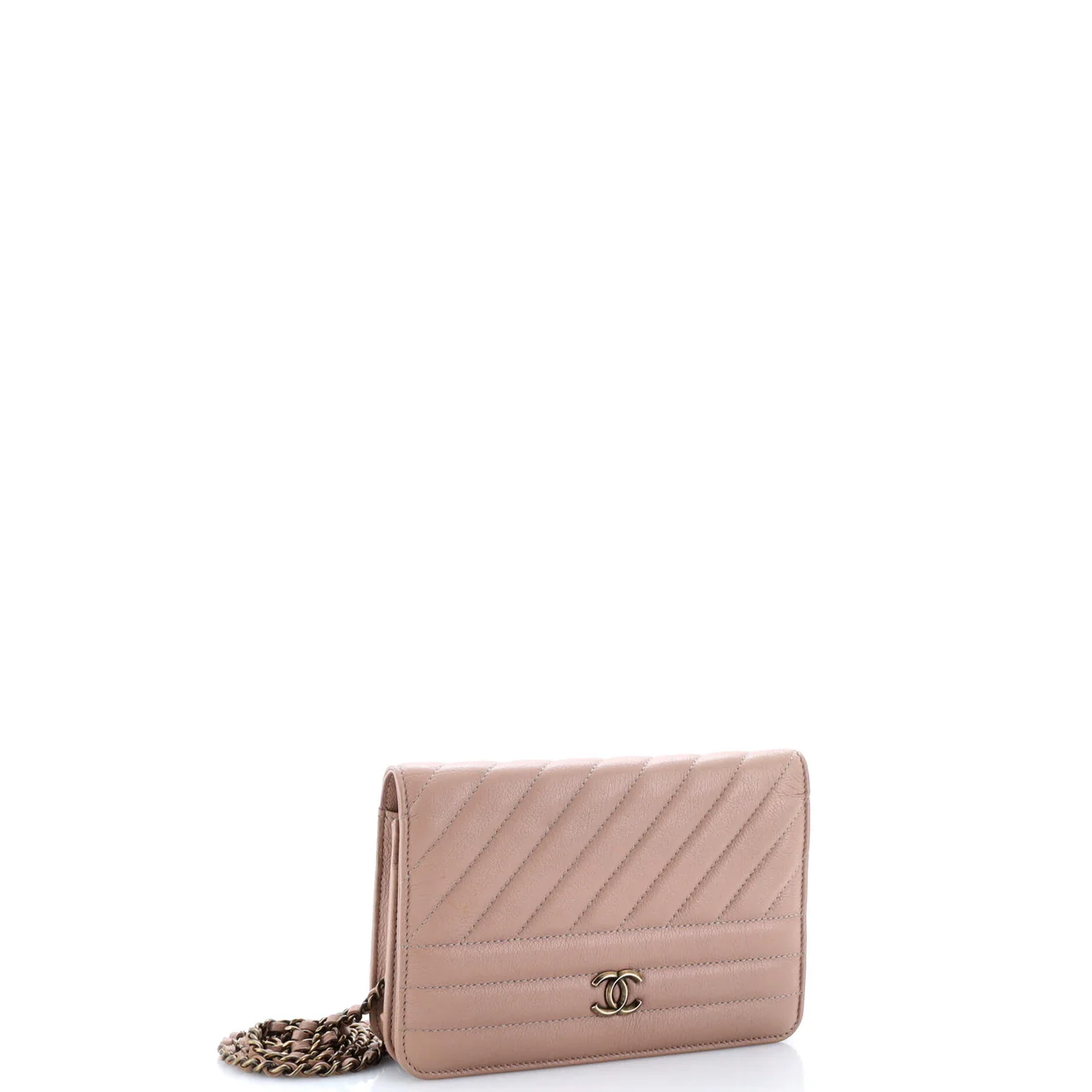 Wallet on Chain Diagonal Quilted Goatskin - Deep Luxury