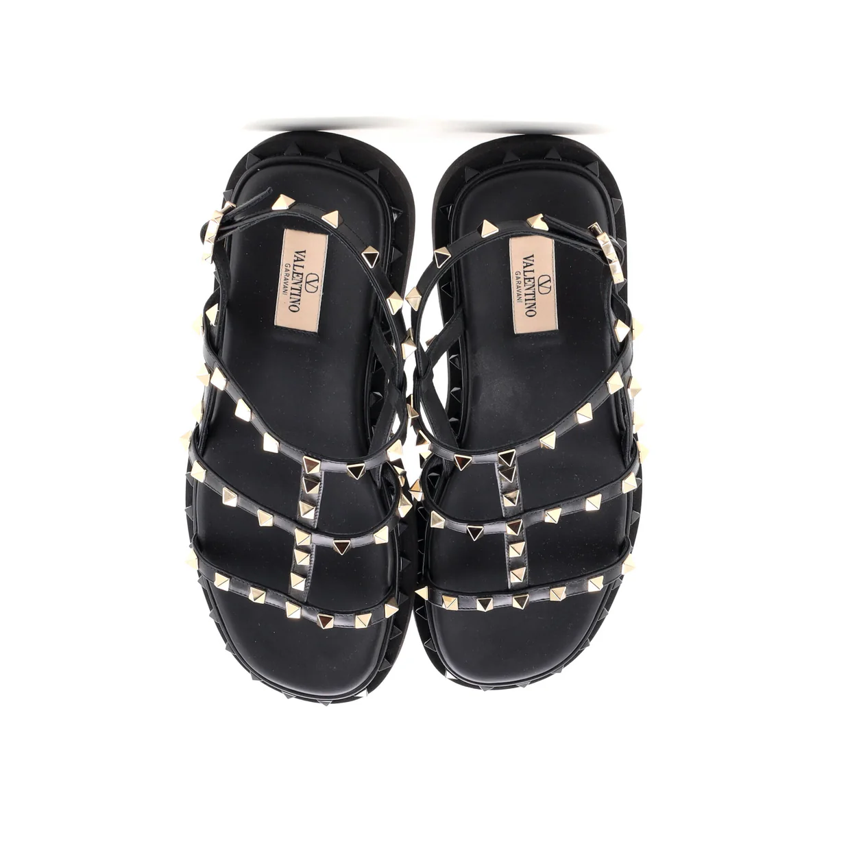 Women's Rockstud Caged Flat Sandals Leather - Deep Luxury
