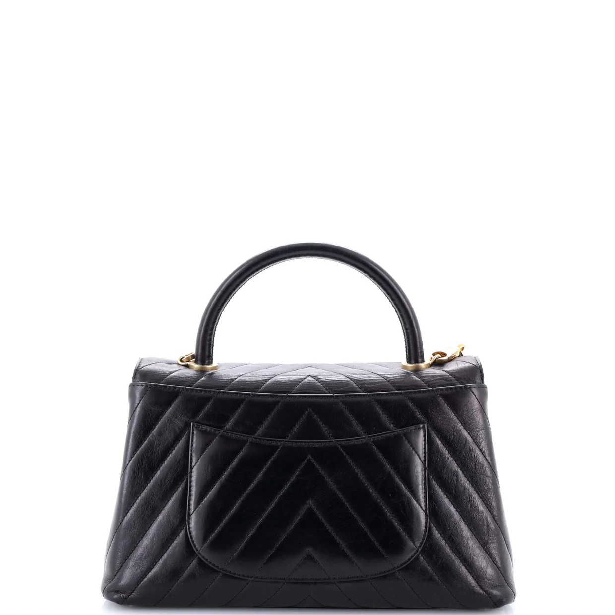 Coco Top Handle Bag Chevron Calfskin Small - Deep Luxury