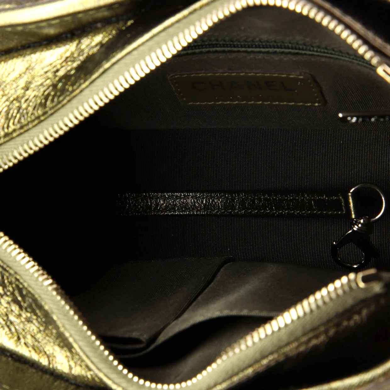 Gabrielle Hobo Chevron Metallic Aged Calfskin Small - Deep Luxury