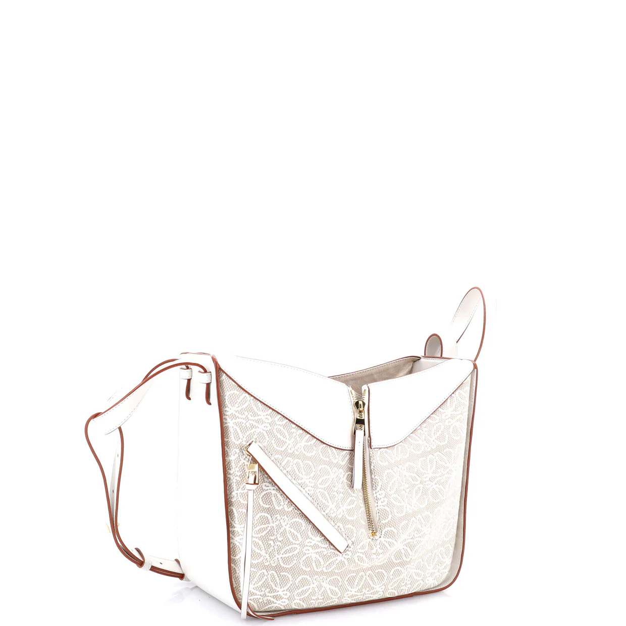 Hammock Bag Leather and Anagram Jacquard Small - Deep Luxury