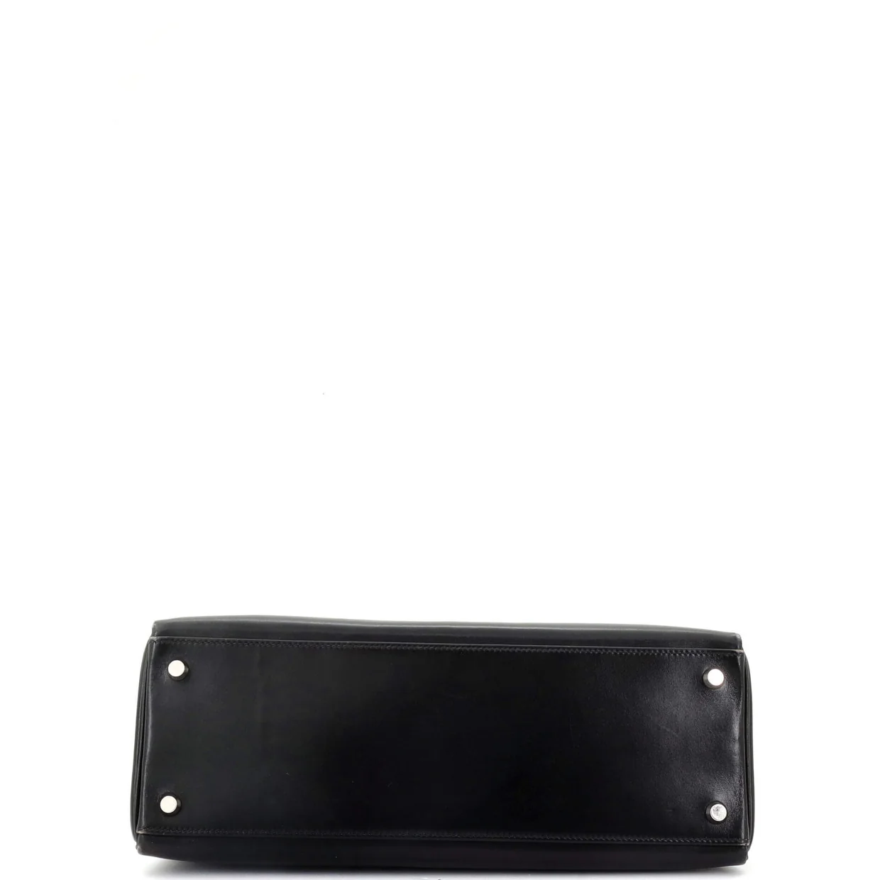 Kelly Handbag Noir Box Calf with Palladium Hardware 32 - Deep Luxury