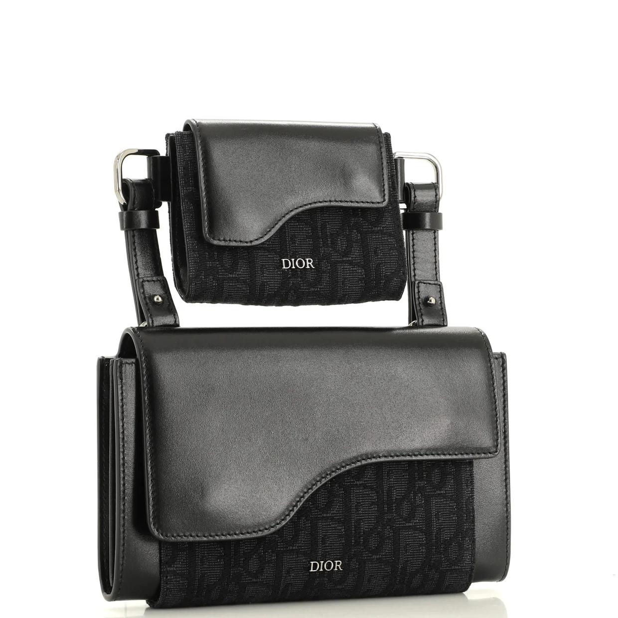 Elite Shoulder Pouch Oblique Canvas and Calfskin - Deep Luxury