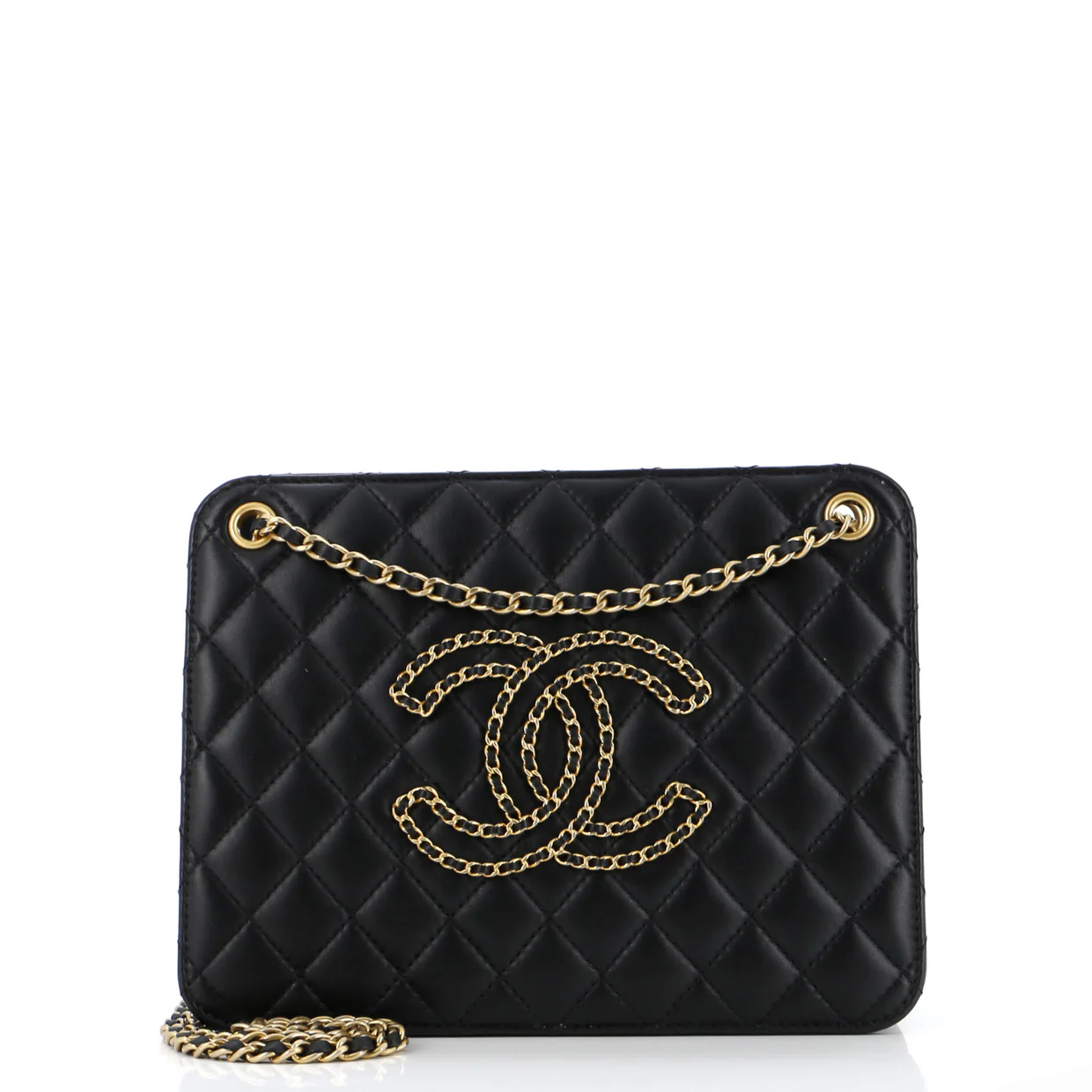 Once Upon a Time Chain CC Accordion Tote Quilted Calfskin Small - Deep Luxury