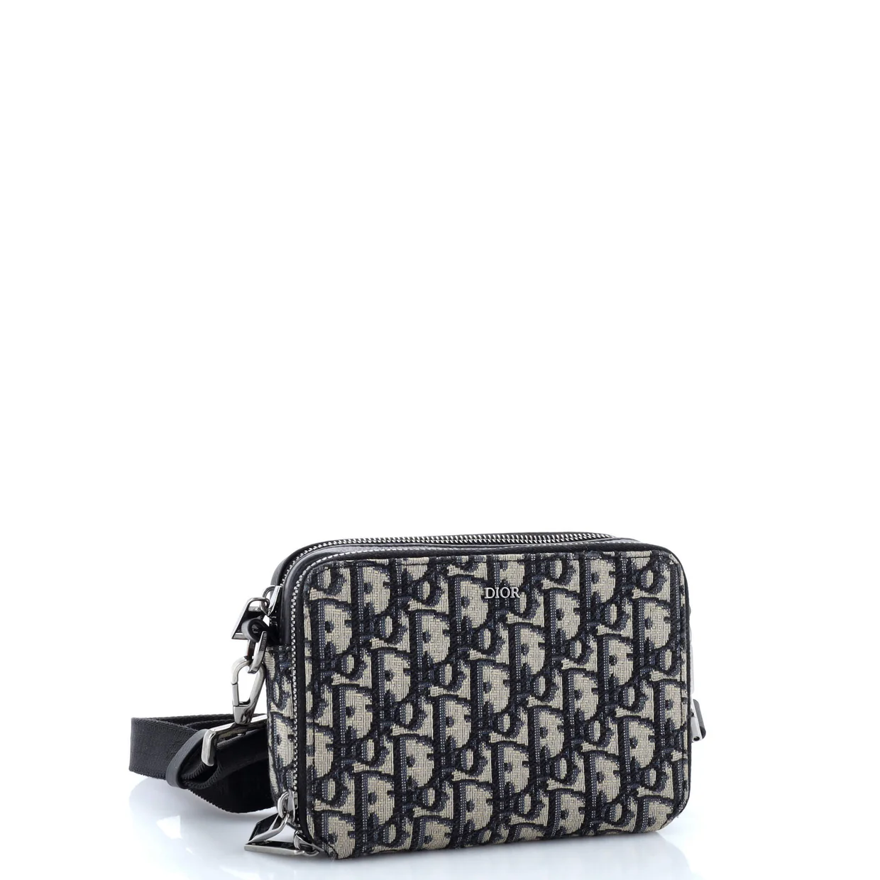 Double Zip Crossbody Pouch Oblique Canvas - Deep Luxury