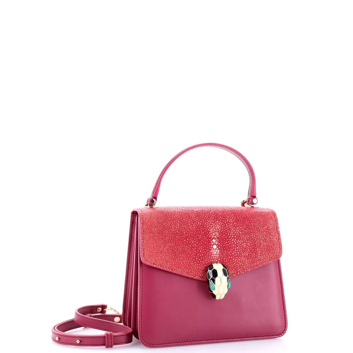 Serpenti Forever Top Handle Bag Leather and Stingray Small - Deep Luxury