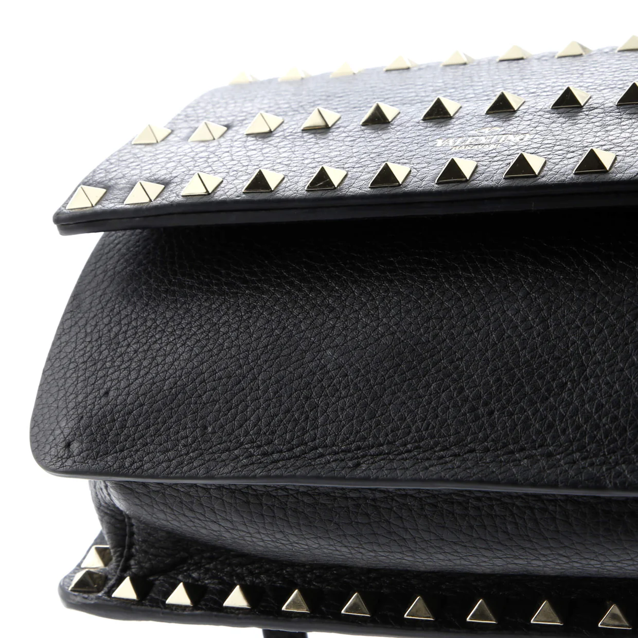 Rockstud Front Handle Flap Bag Leather Small - Deep Luxury