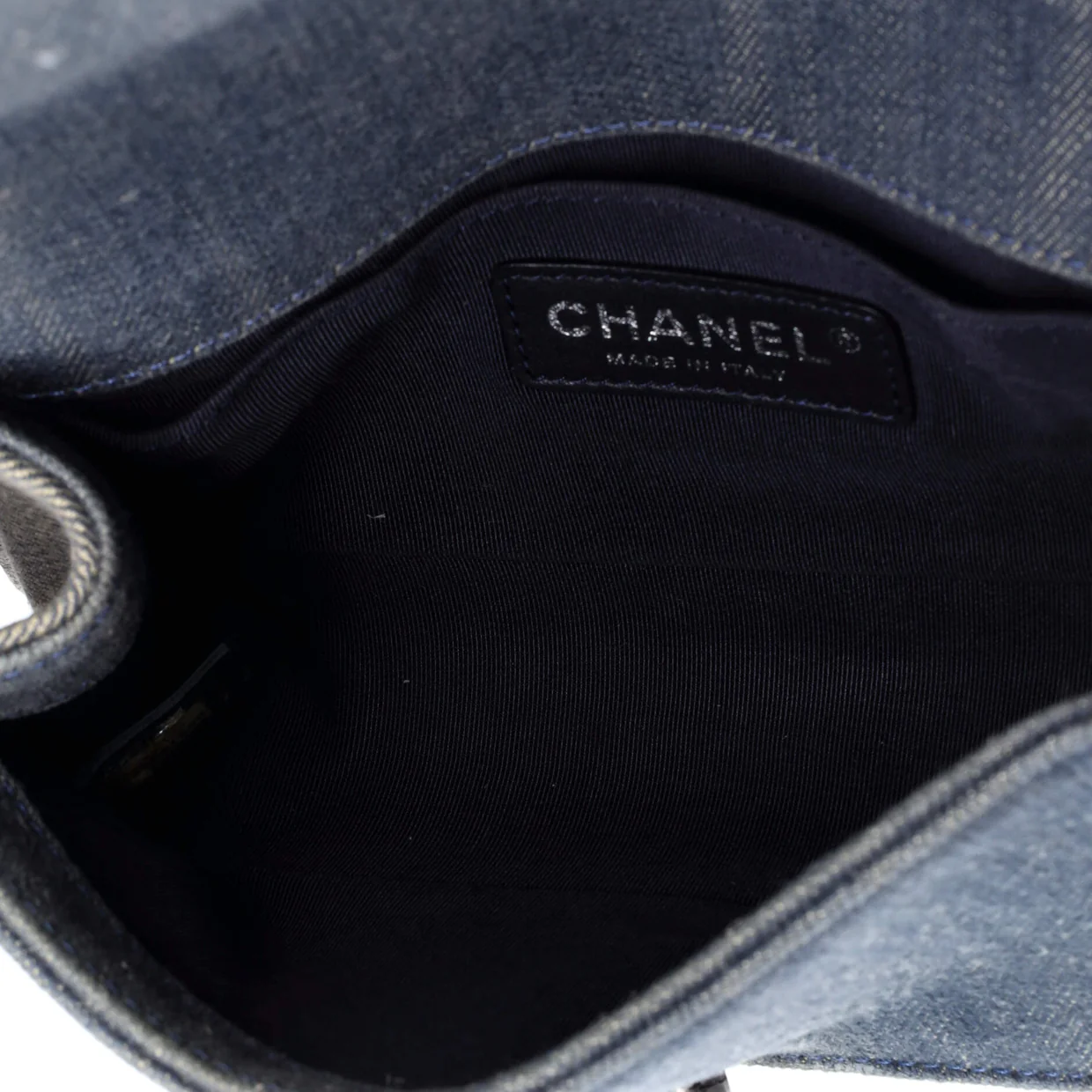 Boy Flap Bag Chevron Denim Small - Deep Luxury