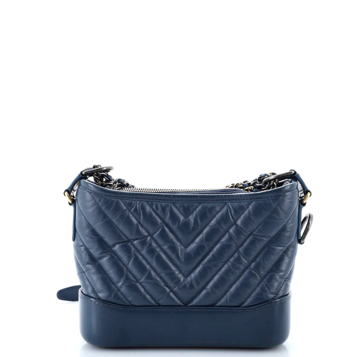 Gabrielle Hobo Chevron Aged Calfskin Small - Deep Luxury