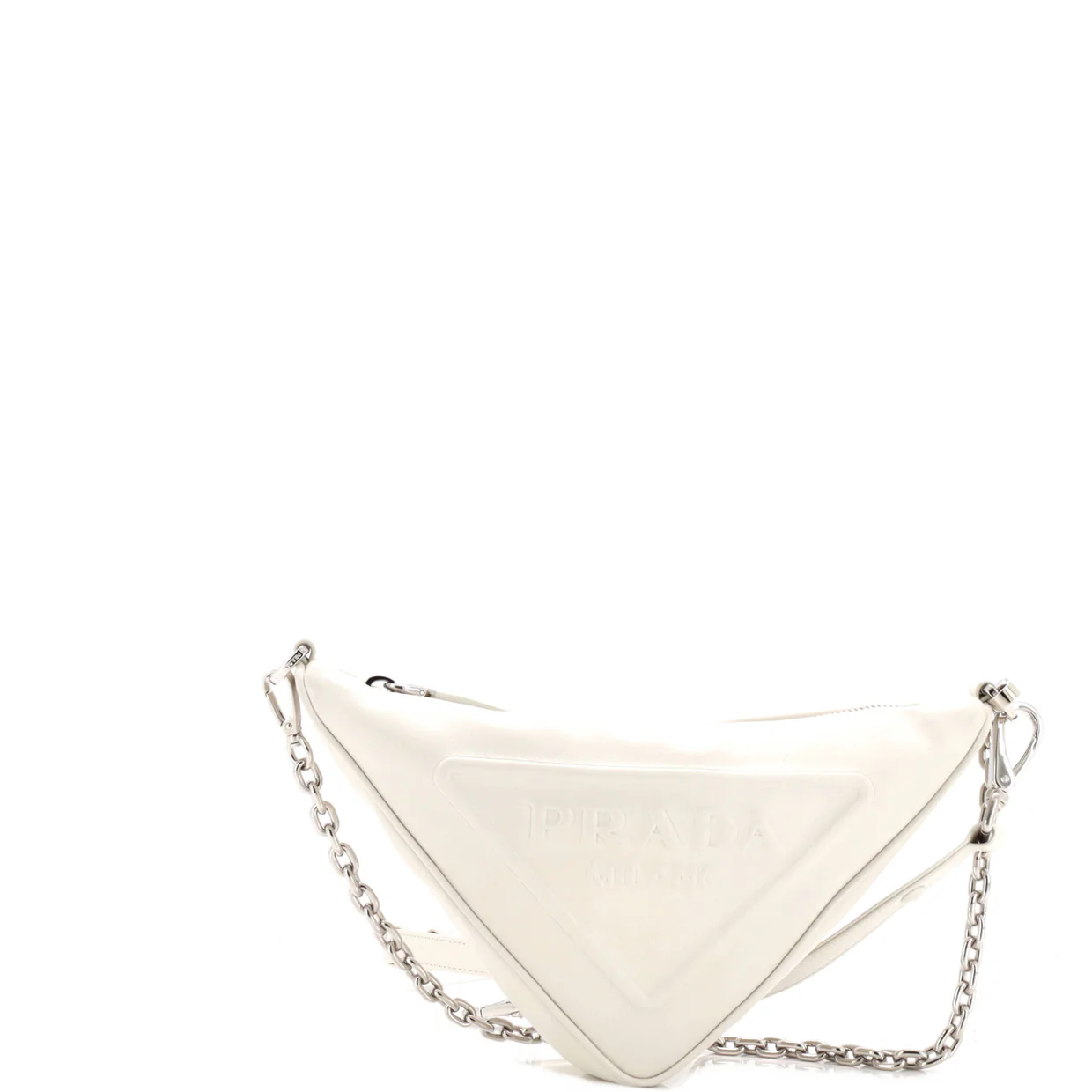 Triangle Logo Zip Shoulder Bag Embossed Leather Mini - Deep Luxury
