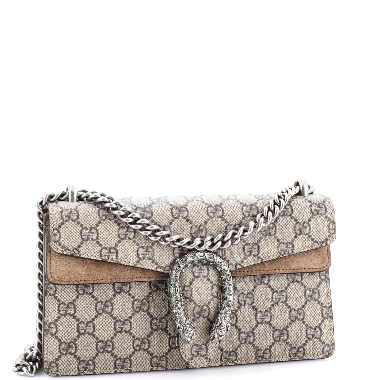 Dionysus Bag GG Coated Canvas with Crystal Embellished Metal Small - Deep Luxury