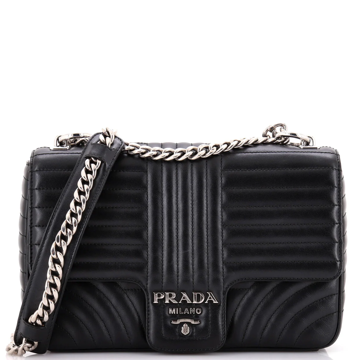 Chain Flap Shoulder Bag Diagramme Quilted Leather Large - Deep Luxury
