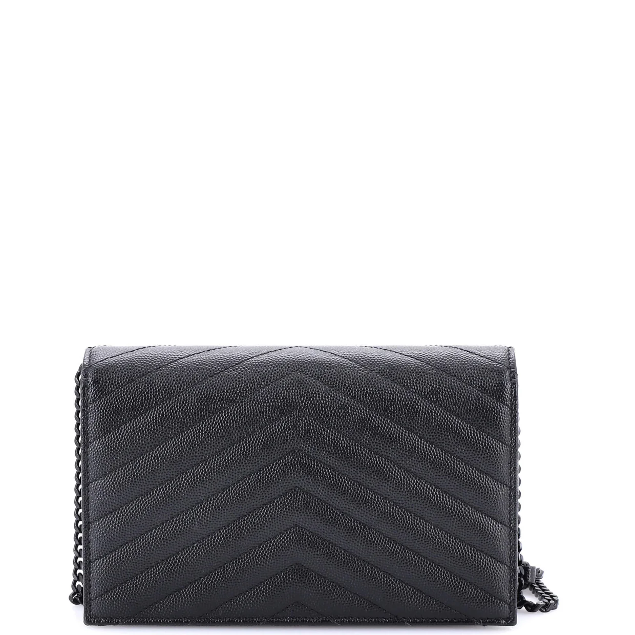 Classic Monogram Wallet on Chain Matelasse Chevron Leather Small - Deep Luxury