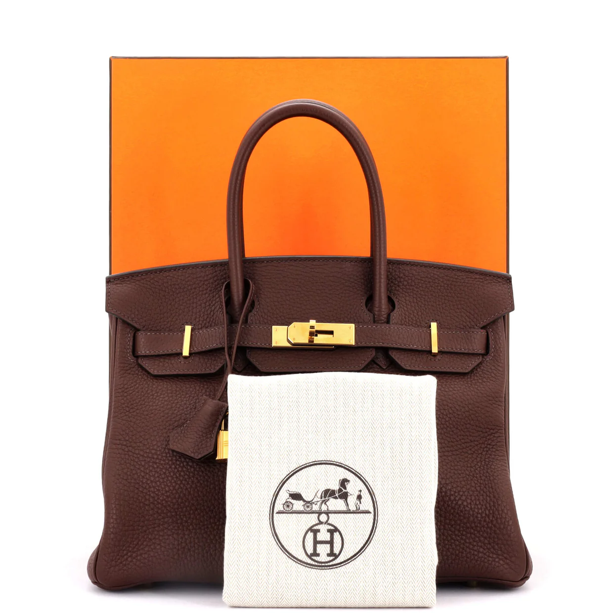 Birkin Handbag Havane Clemence with Gold Hardware 30 - Deep Luxury