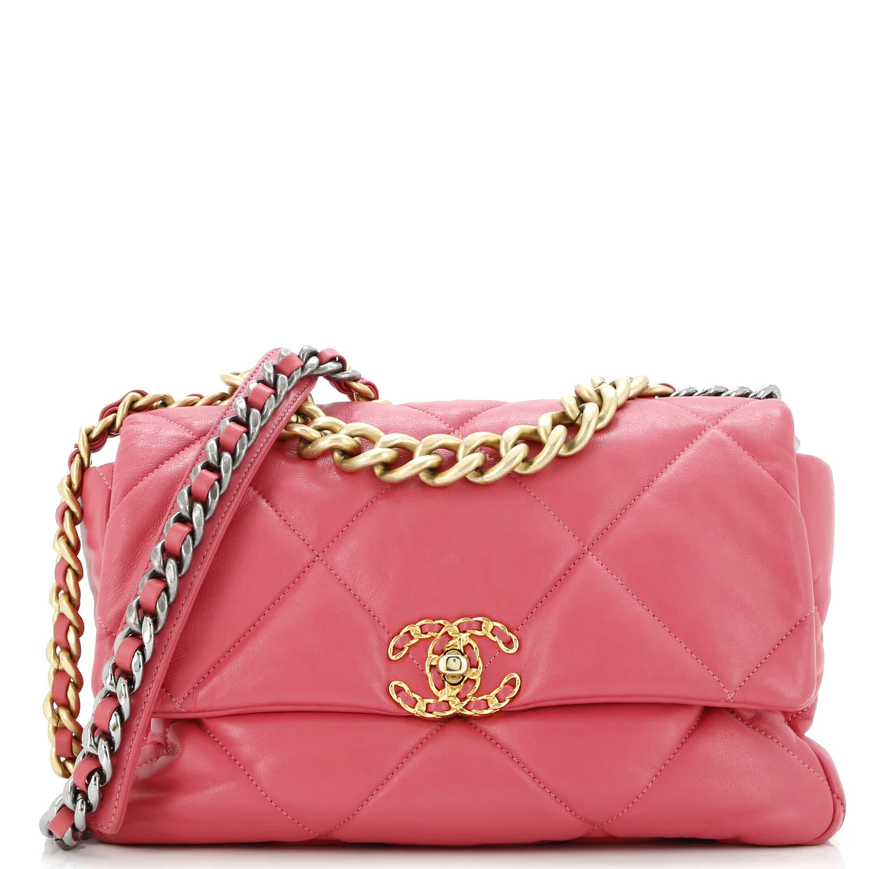 19 Flap Bag Quilted Leather Large - Deep Luxury