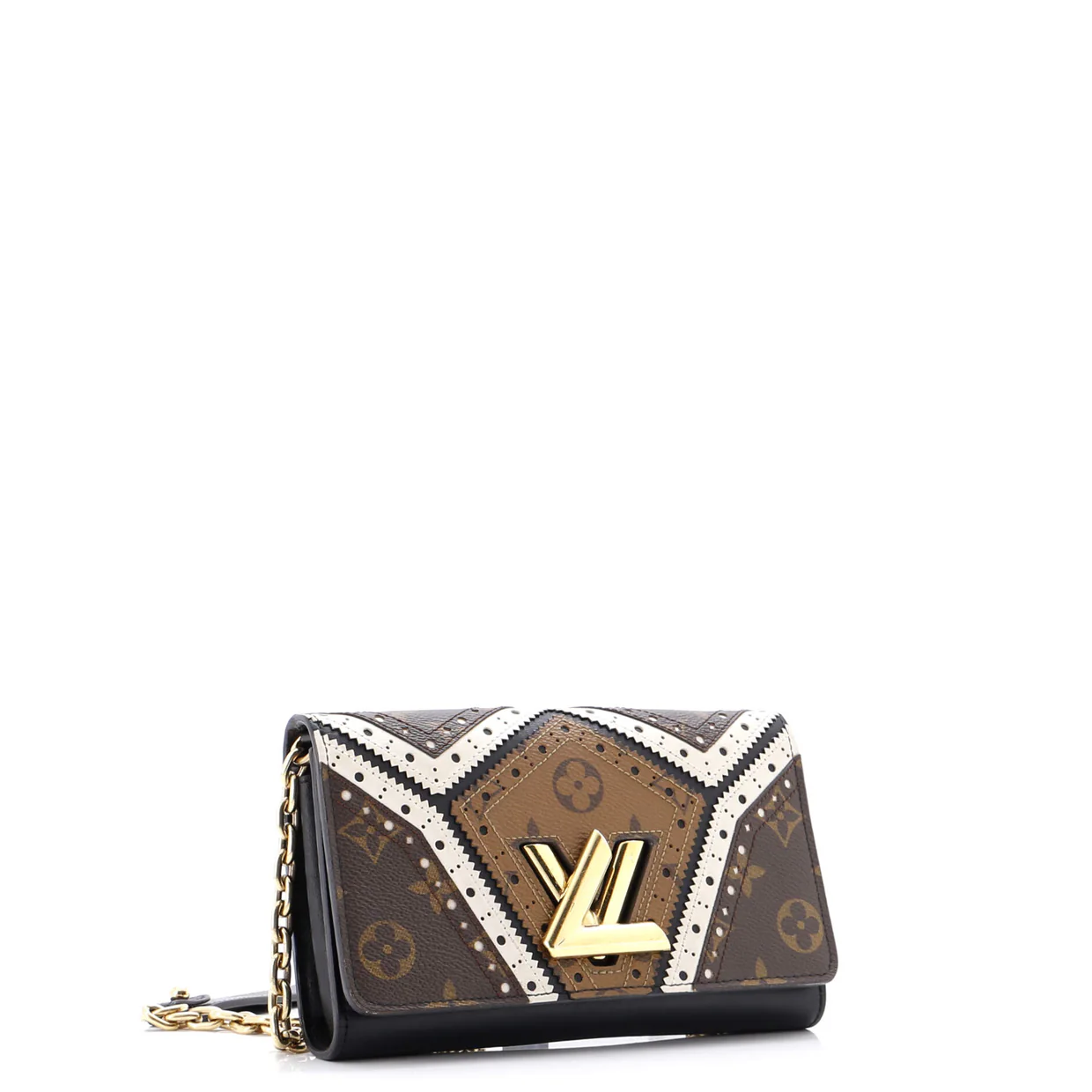 Twist Chain Wallet Limited Edition Brogue Reverse Monogram Canvas and Leather - Deep Luxury