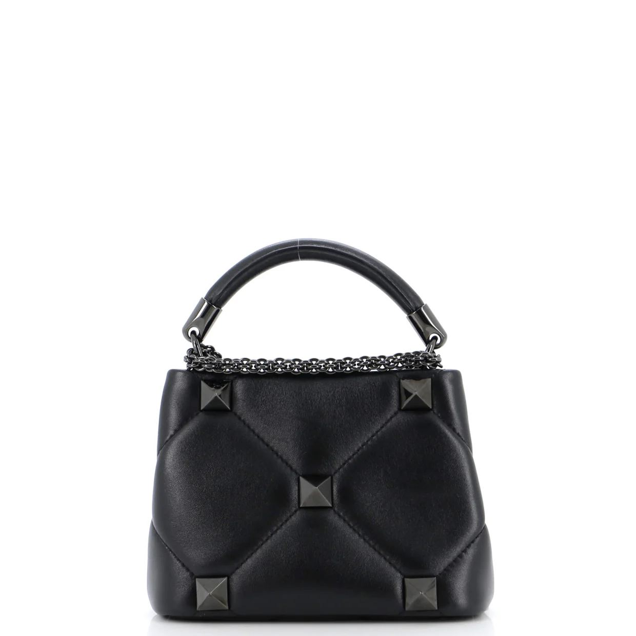 Roman Stud Top Handle Bag Quilted Leather Mini - Deep Luxury