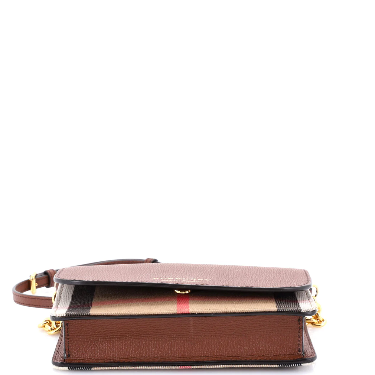 Hampshire Wallet on Chain Leather and House Check Canvas - Deep Luxury