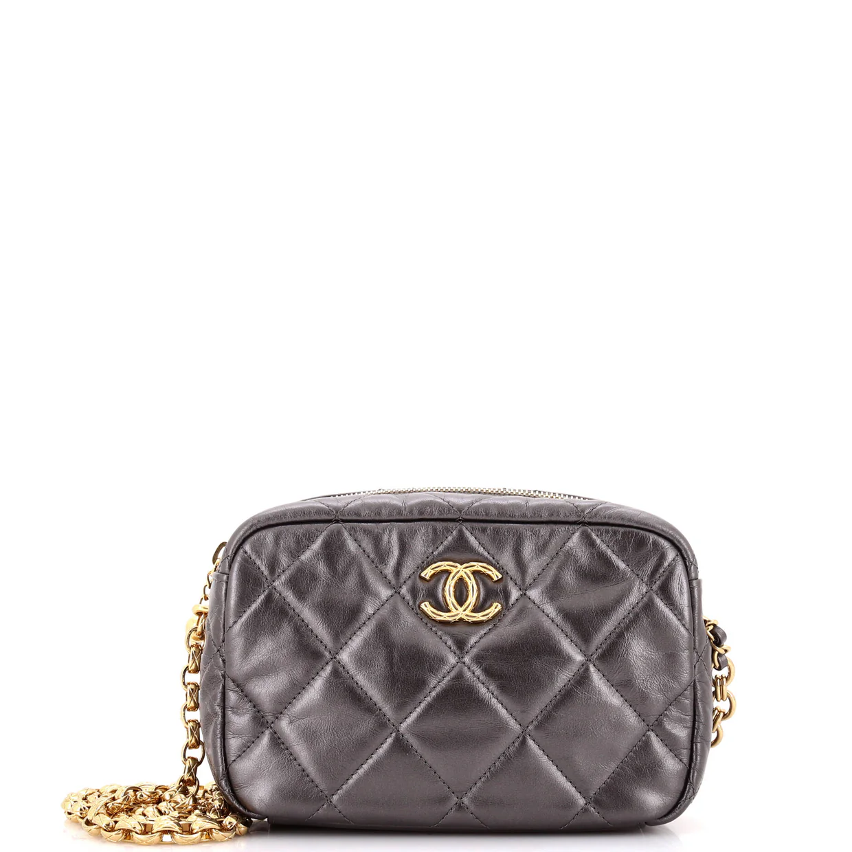 CC Pearl Medallion Camera Case Quilted Calfskin Mini - Deep Luxury