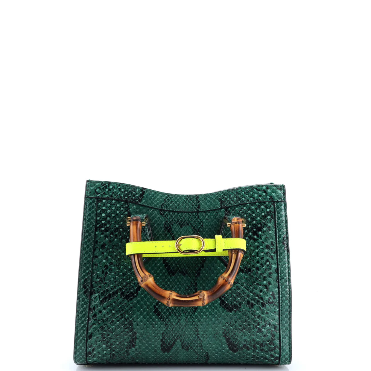 Diana NM Bamboo Handle Tote Python Small - Deep Luxury