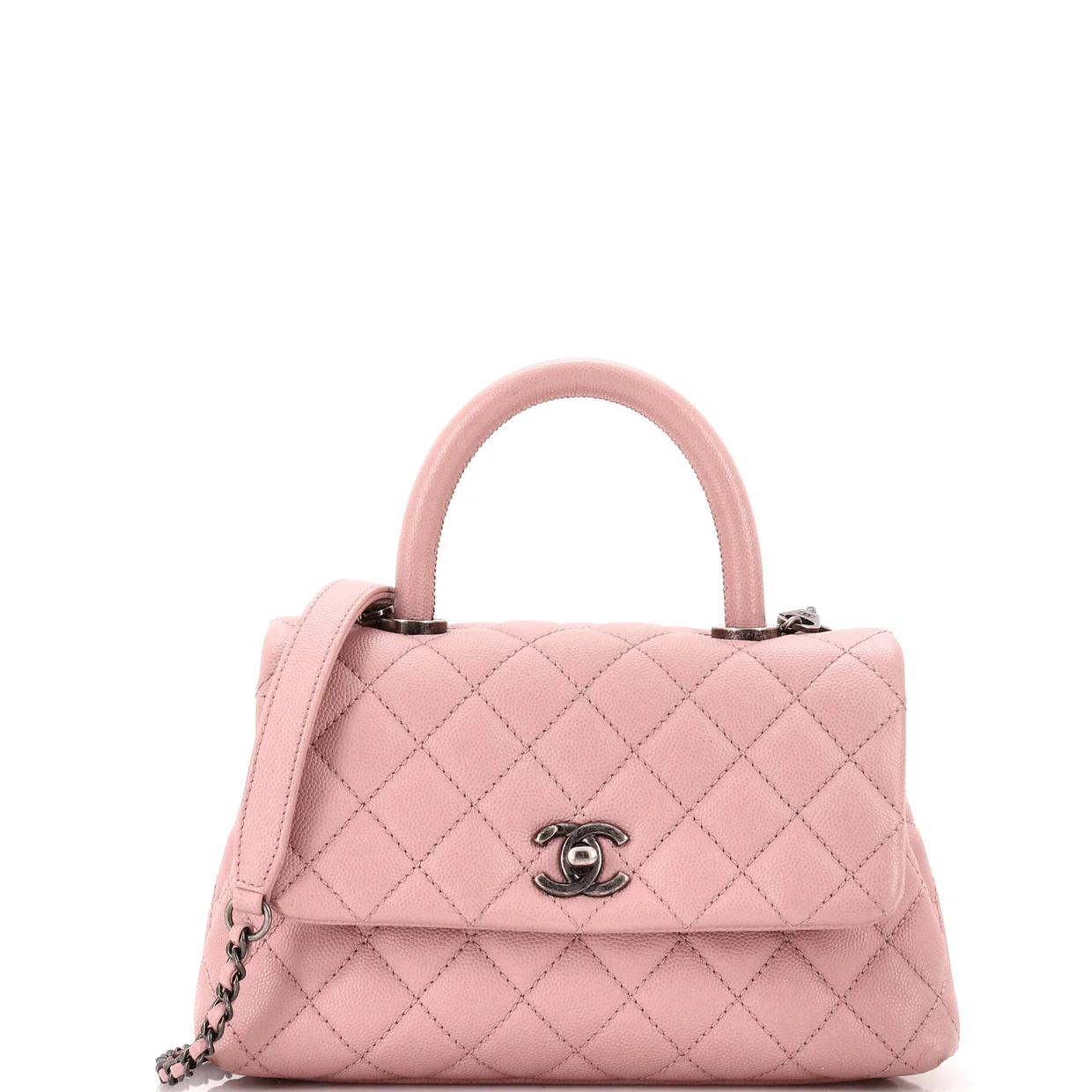 Coco Top Handle Bag Quilted Caviar Mini - Deep Luxury