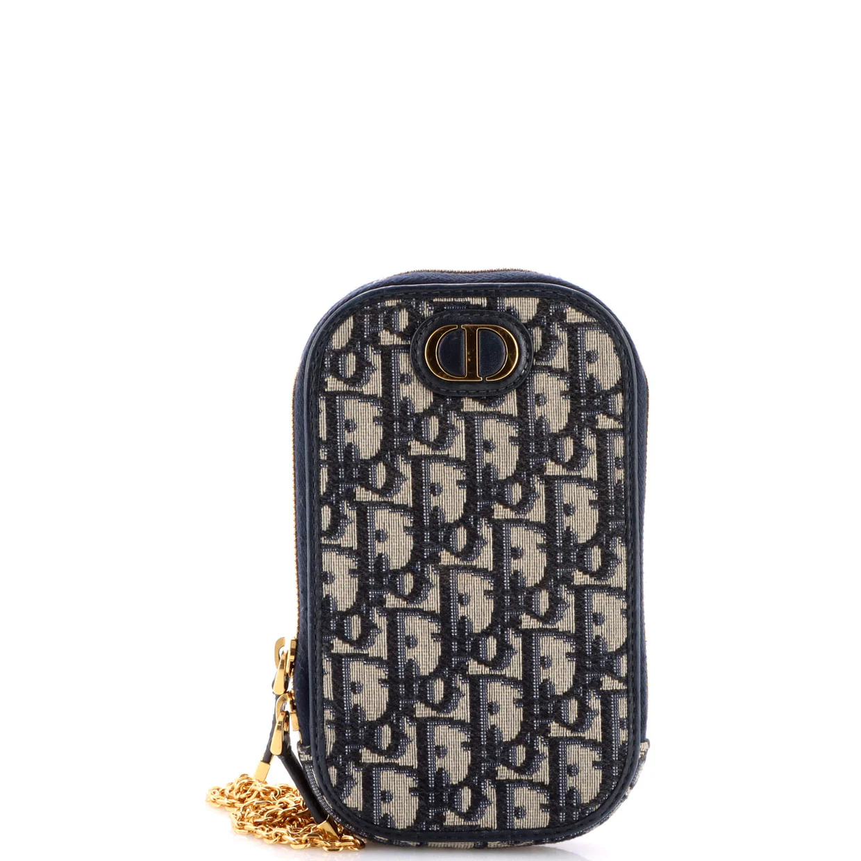 30 Montaigne Phone Holder on Chain Oblique Canvas - Deep Luxury