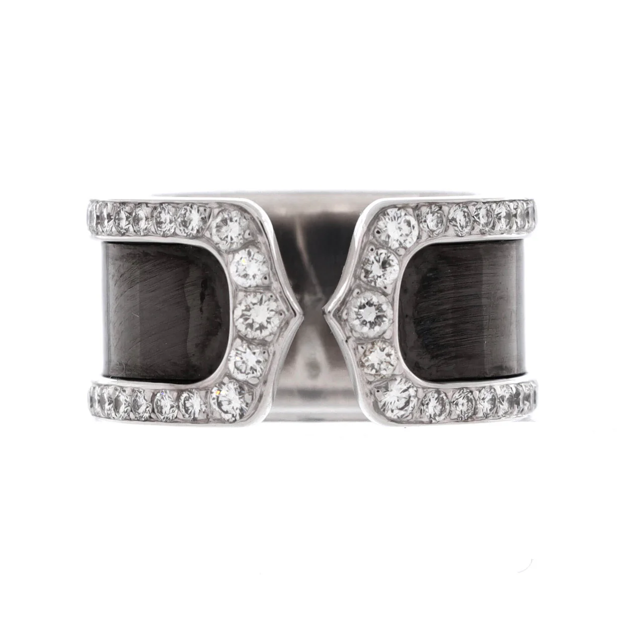 C de Cartier Ring 18K White Gold with Diamonds and Enamel - Deep Luxury